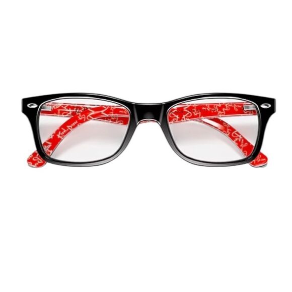 Ray-Ban Eyeglasses Frames RB5184 2479 Black Orange Round Full Rim with case - Picture 2 of 10